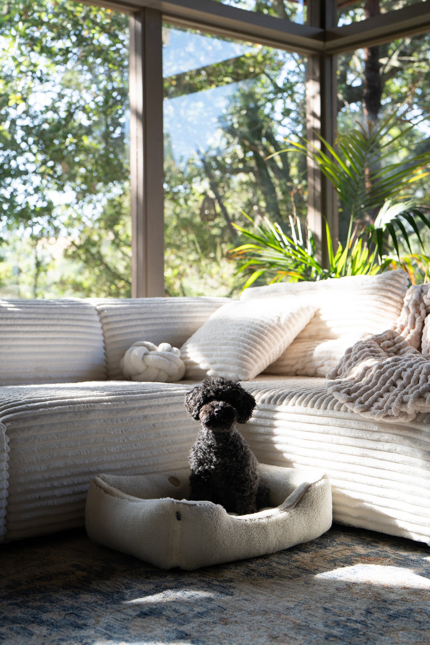 Furry Sleeper Dog Bed Gray