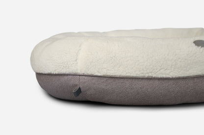 Furry Beige Donut Dog Bed