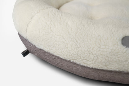 Furry Beige Donut Dog Bed