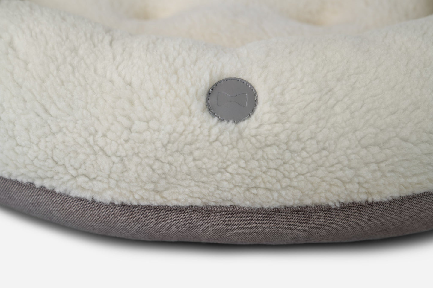 Furry Beige Donut Dog Bed