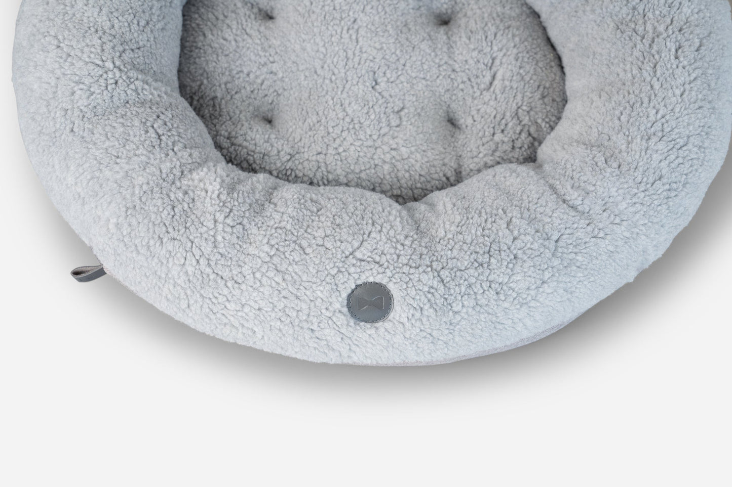 Furry Gray Donut Dog Bed