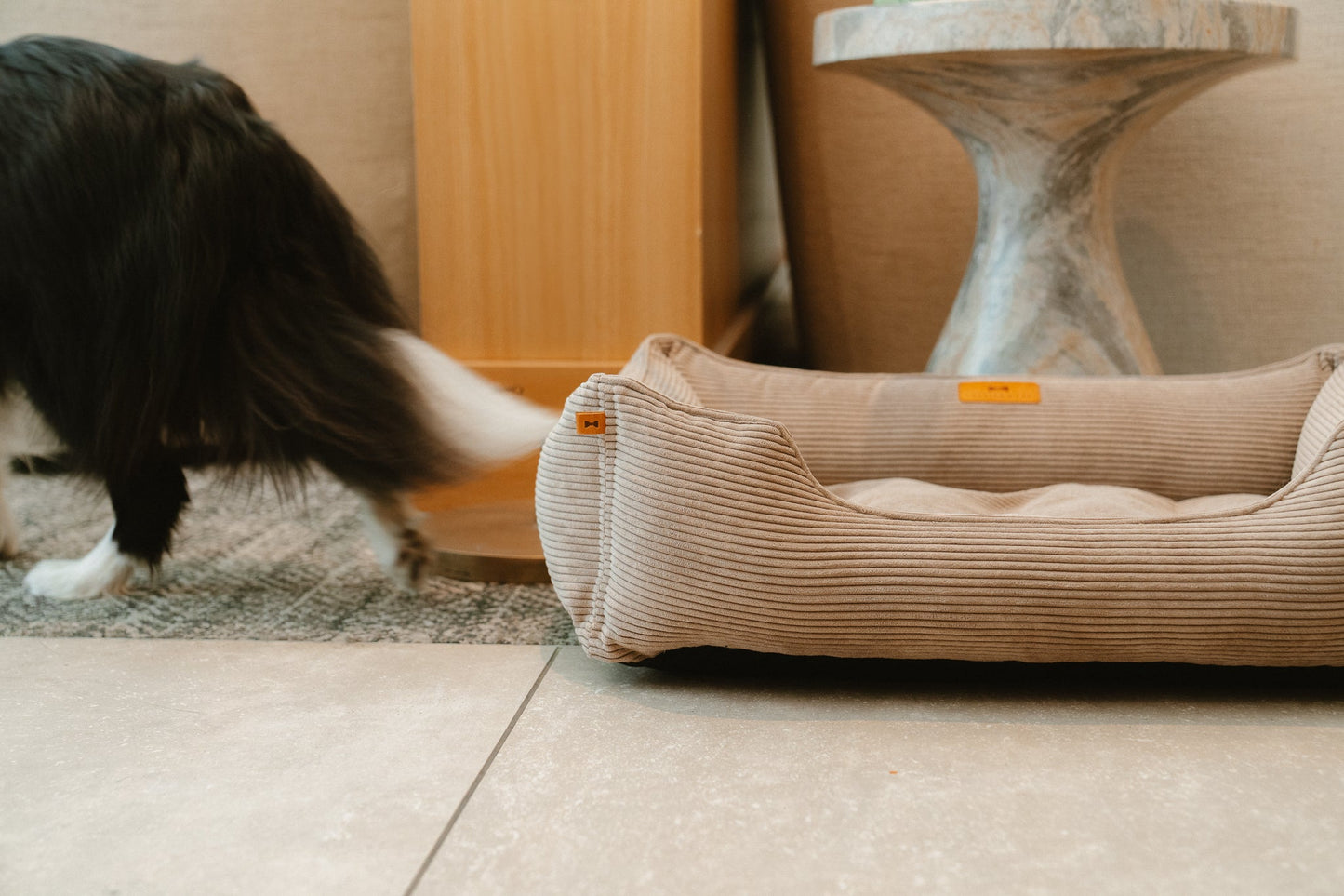 Fancy Corduroy Sleeper Dog Bed Taupe