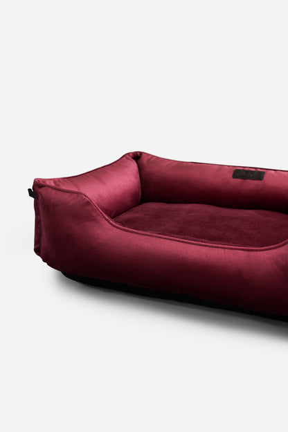 Vibrant Velvet Sleeper Dog Bed Wine