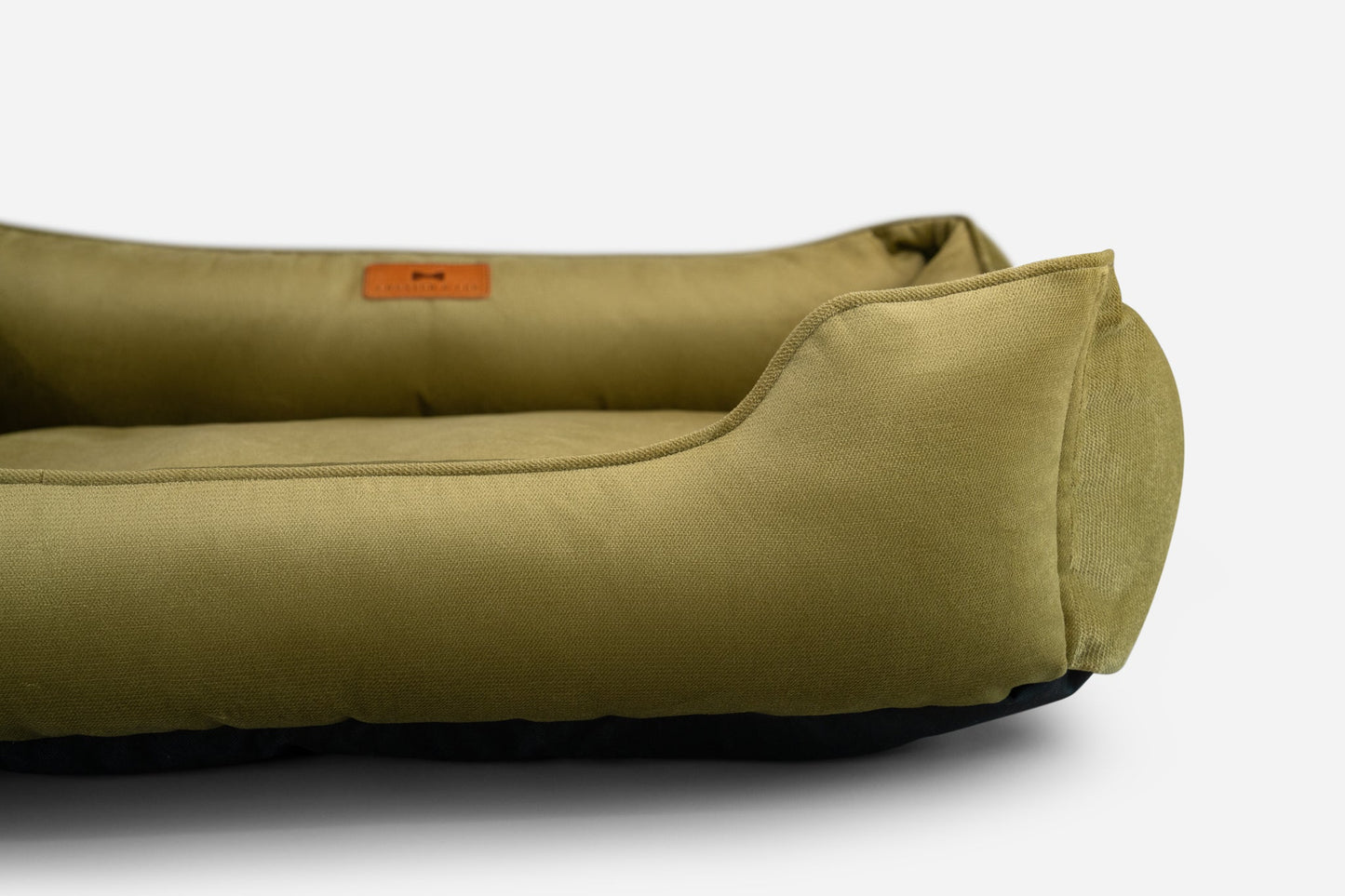 Vibrant Velvet Sleeper Dog Bed Olive