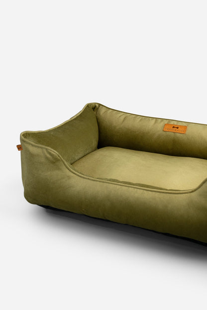 Vibrant Velvet Sleeper Dog Bed Olive