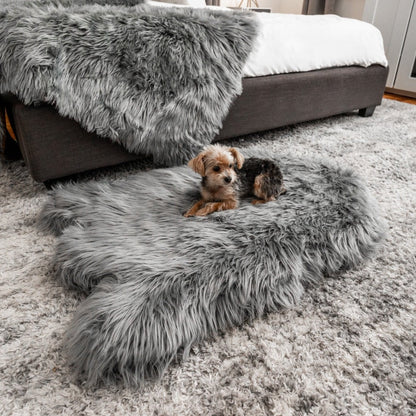 PupRug by Paw.com® Faux Fur Orthopedic Dog Bed - Curve Charcoal Grey