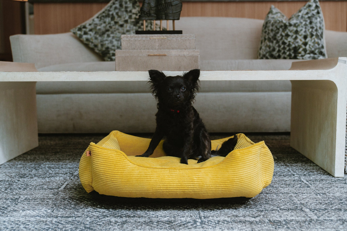 Fancy Corduroy Sleeper Dog Bed Sunny Yellow