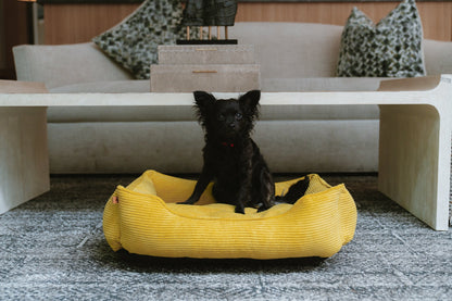 Fancy Corduroy Sleeper Dog Bed Sunny Yellow
