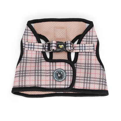 EcoBark Step In Dog Harness - XXXS to Medium Breeds- Reflective Soft Mesh Harness for Teacup, Small Dogs and Puppies / Beige Plaid