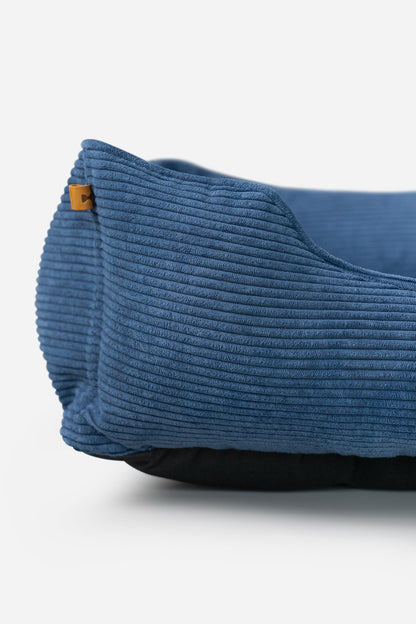 Fancy Corduroy Sleeper Dog Bed Blue