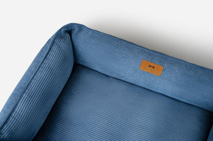 Fancy Corduroy Sleeper Dog Bed Blue