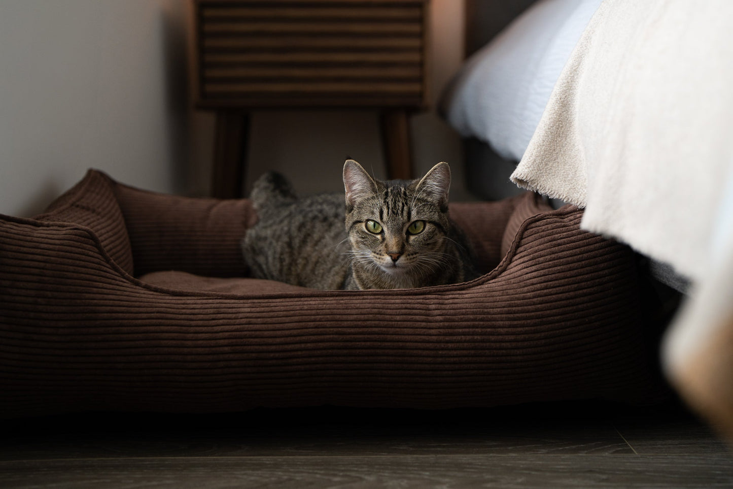 Fancy Corduroy Sleeper Dog Bed Brown