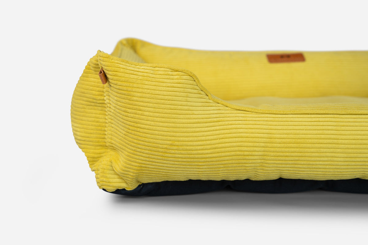 Fancy Corduroy Sleeper Dog Bed Sunny Yellow