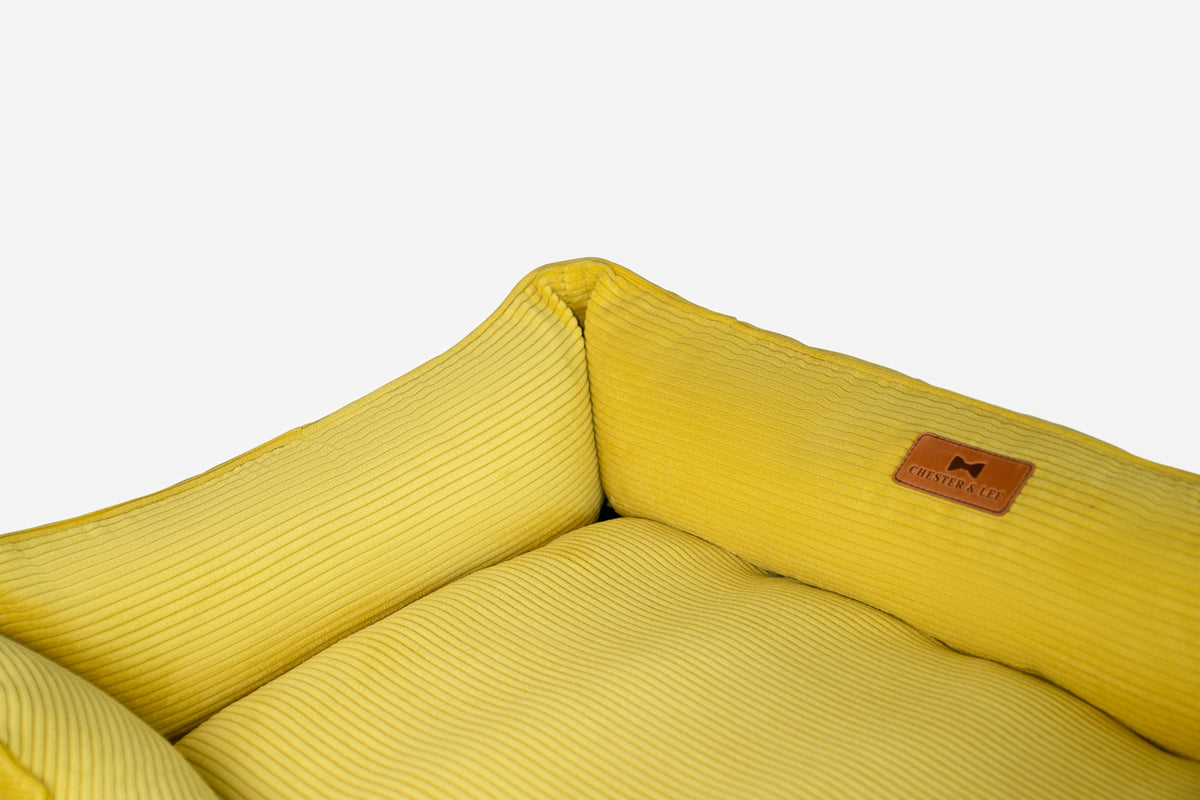 Fancy Corduroy Sleeper Dog Bed Sunny Yellow
