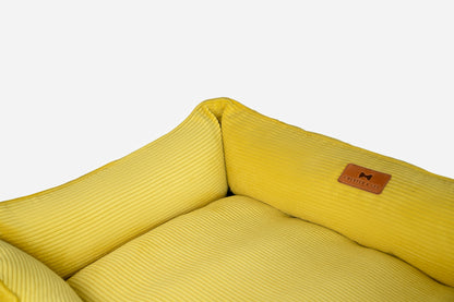 Fancy Corduroy Sleeper Dog Bed Sunny Yellow