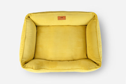 Fancy Corduroy Sleeper Dog Bed Sunny Yellow