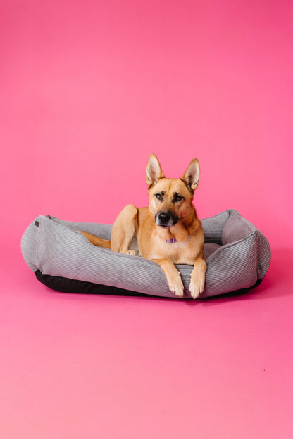Fancy Corduroy Sleeper Dog Bed Gray