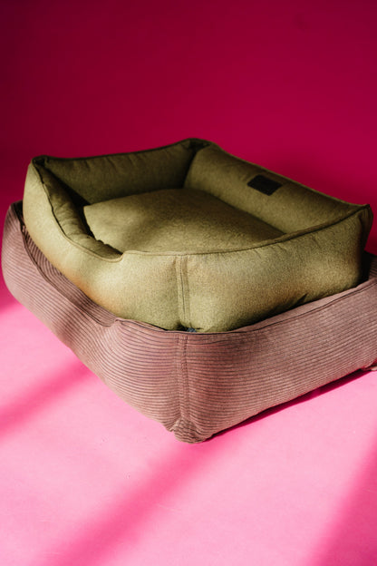 Cotton Sleeper Dog Bed Olive