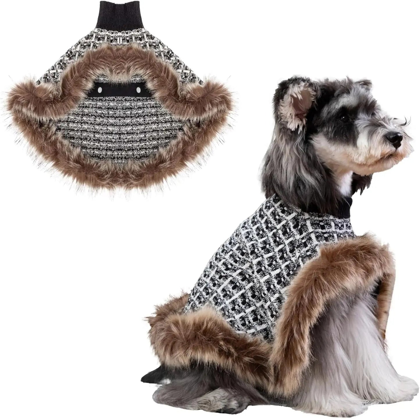 Dog Sweater Cloak Turtleneck Knit Coat XS-XL Small Dogs Winter Warm