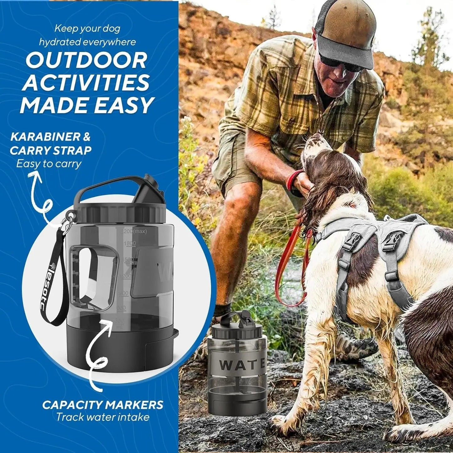 Dog Travel Water Bottle Portable Leak Proof Bowl Dispenser Large Dogs Hiking