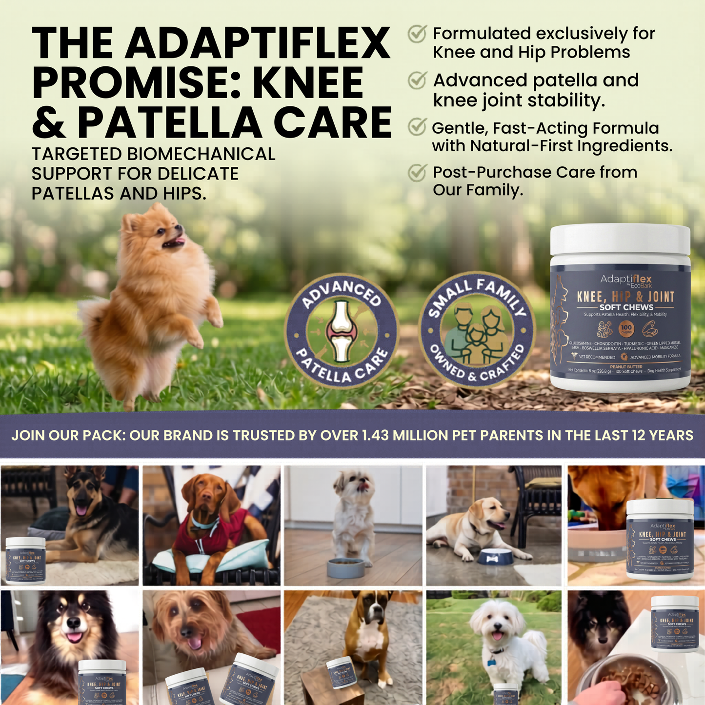 EcoBark Adaptiflex™  Hip and Joint Supplement for Dogs with Glucosamine, Chondroitin, and MSM