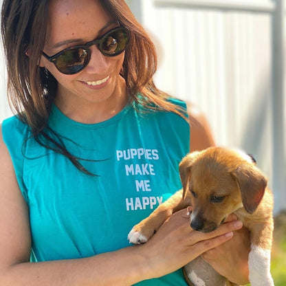 Puppies Make Me Happy Motto Crop Top Made in USA | Present for Dog Lovers