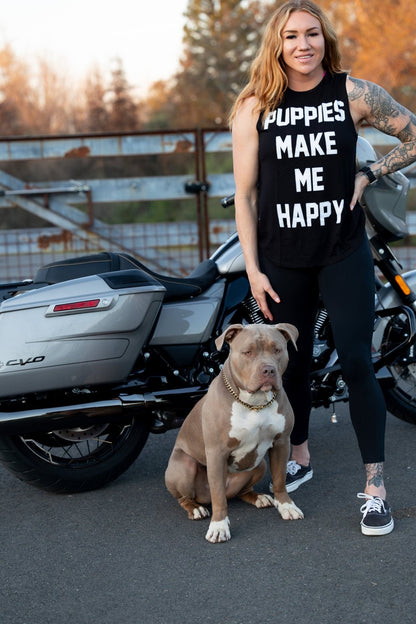 Puppies Make Me Happy |  Women's Sleeveless Tank | Made in USA