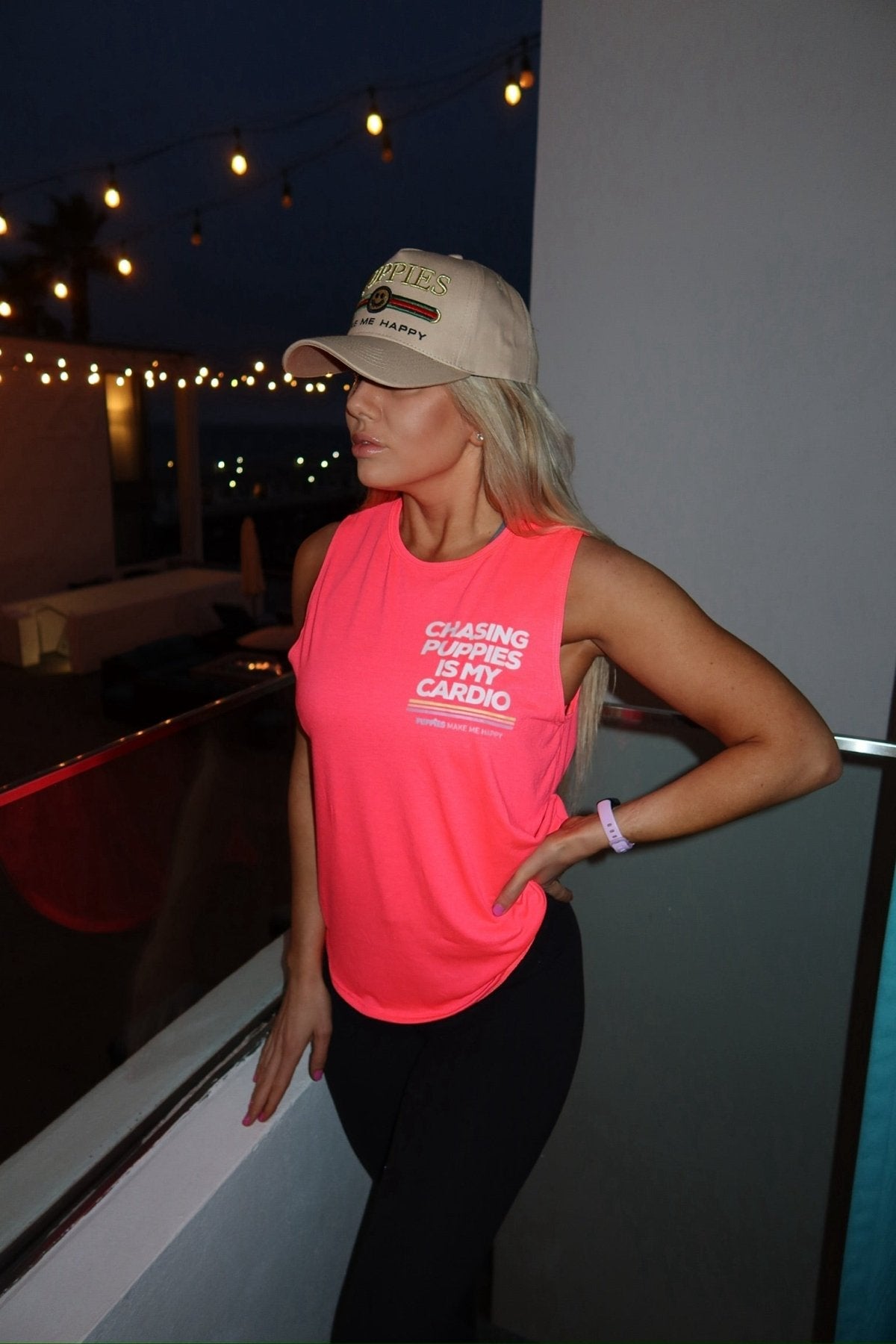 Chasing Puppies is My Cardio Women's Sleeveless Tank | Dog Mom Gift | Handmade in Los Angeles USA