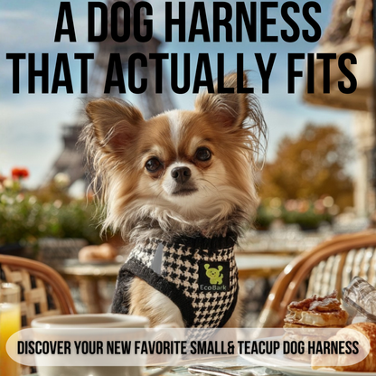 EcoBark Step In Dog Harness - XXXS to Medium Breeds- Reflective Soft Mesh Harness for Teacup, Small Dogs and Puppies / Houndstooth