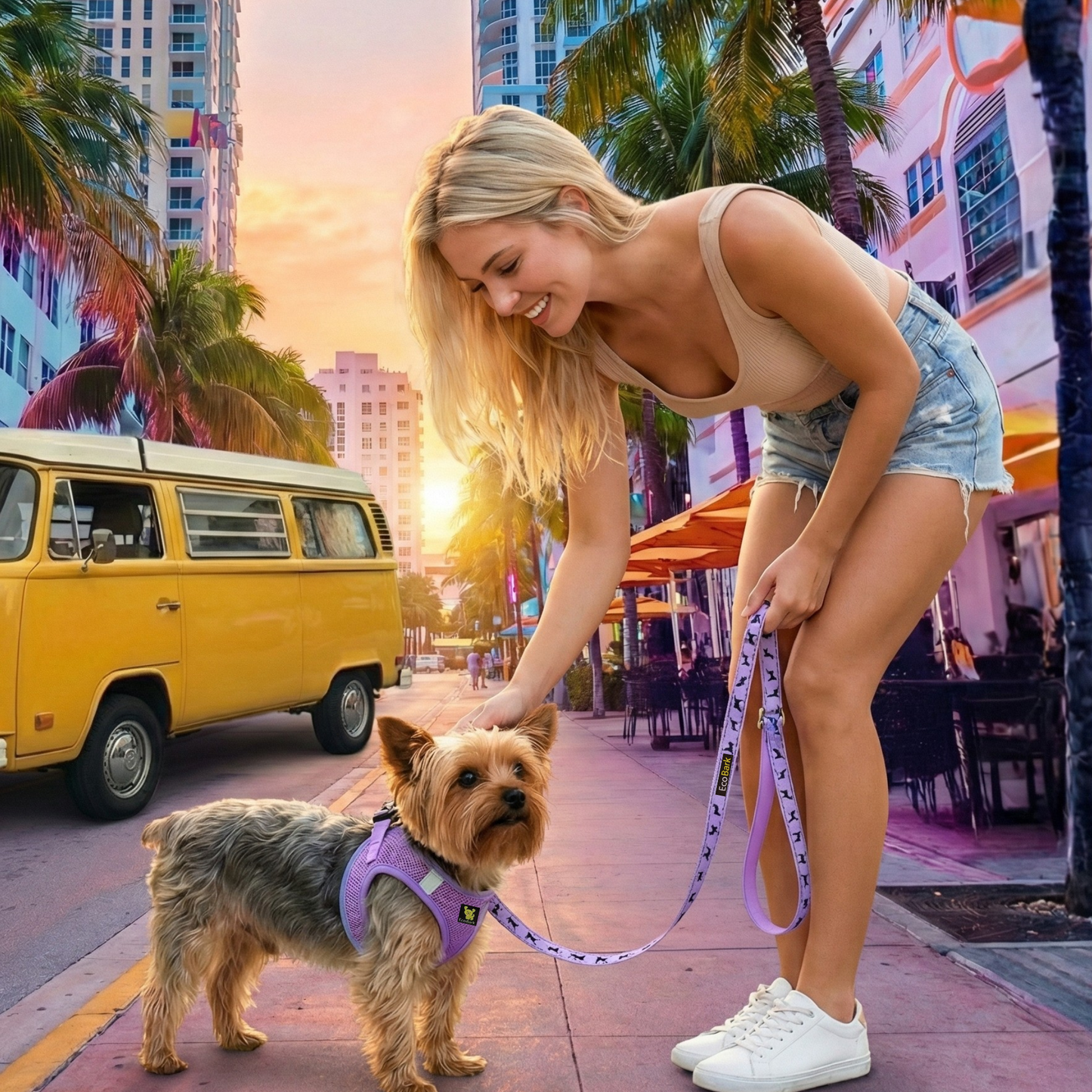 EcoBark Step In Dog Harness - XXXS to Medium Breeds- Reflective Soft Mesh Harness for Teacup, Small Dogs and Puppies / Lavender
