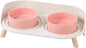 Elevated Ceramic Cat & Dog Bowl Set with Splash Guard, Non-Slip Stand (2x480ml)