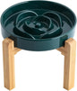Elevated Ceramic Slow Feeder Dog Bowl 8.6in Heavy Weighted (various colors)