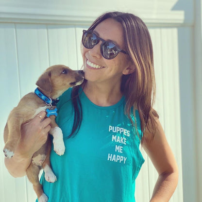 Puppies Make Me Happy Motto Crop Top Made in USA | Present for Dog Lovers
