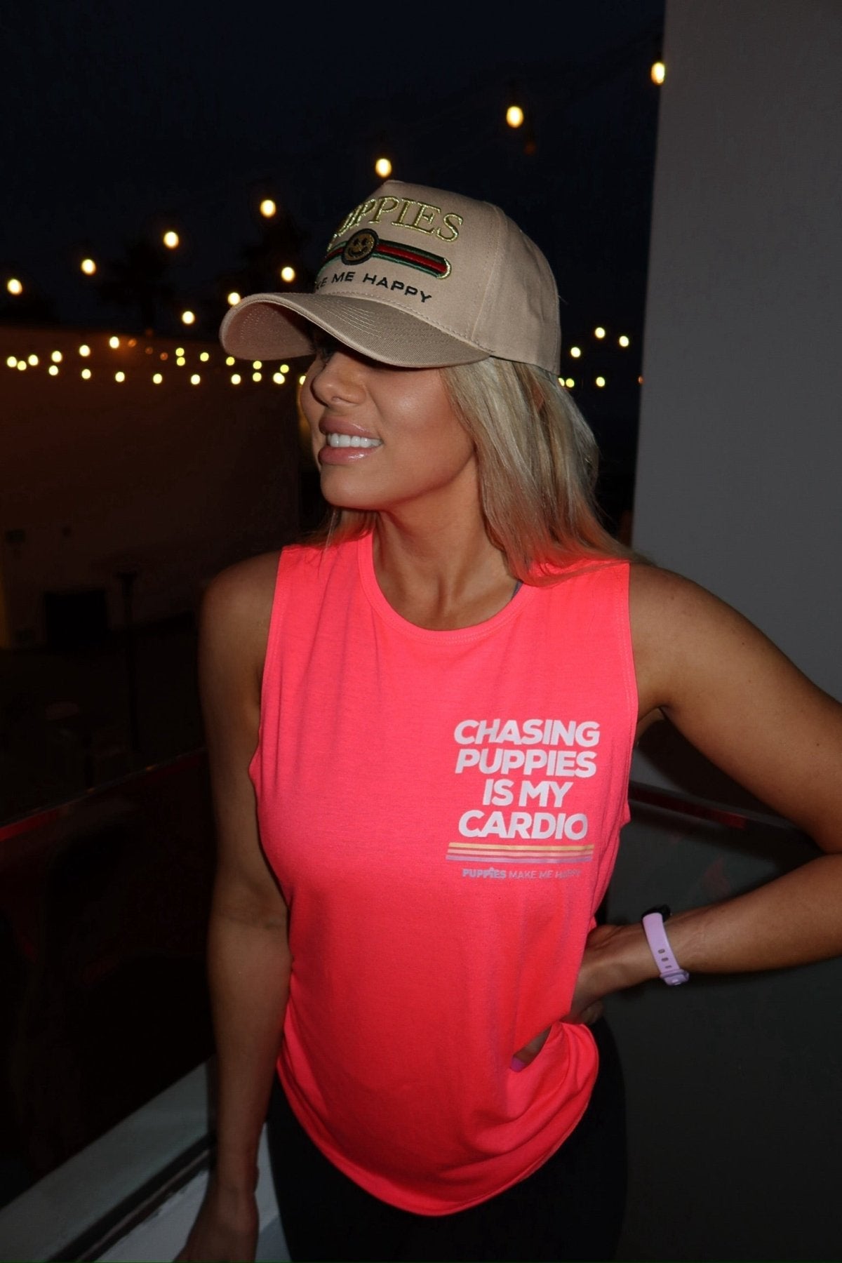 Chasing Puppies is My Cardio Women's Sleeveless Tank | Dog Mom Gift | Handmade in Los Angeles USA