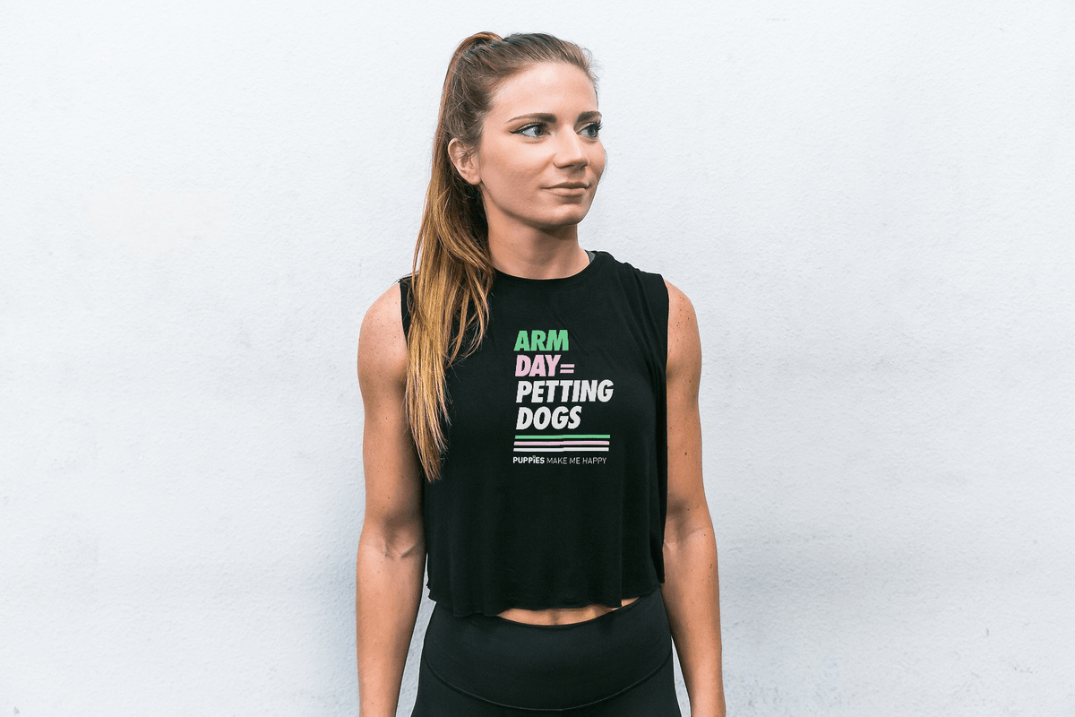 Arm Day = Petting Dogs Crop Top | Gift for Active Dog Moms | Made in USA