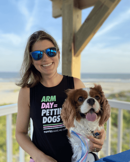 Arm Day = Petting Dogs Sleeveless Tank | Last Call | Dog Mom Fitness Gift | Made in USA