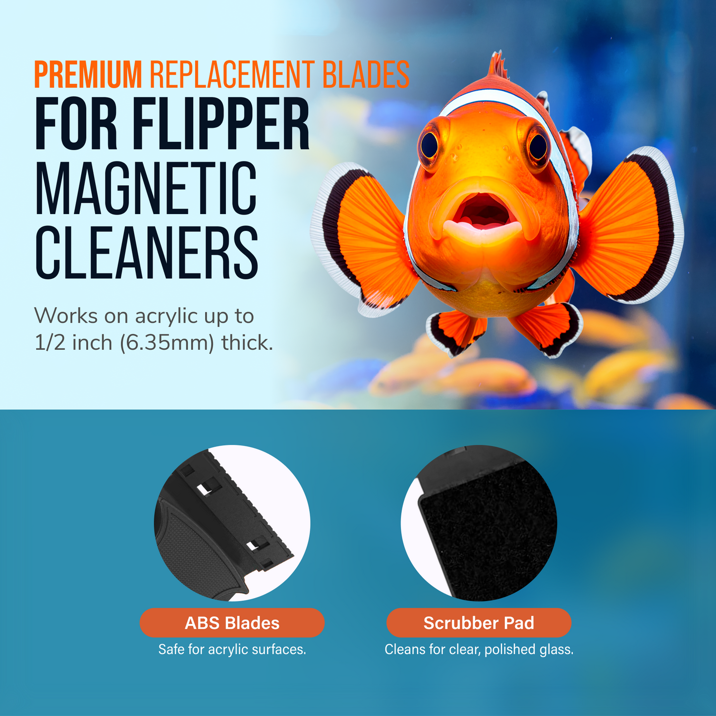 Flipper Standard ABS Replacement Blades 3 Pack - Acrylic Tanks