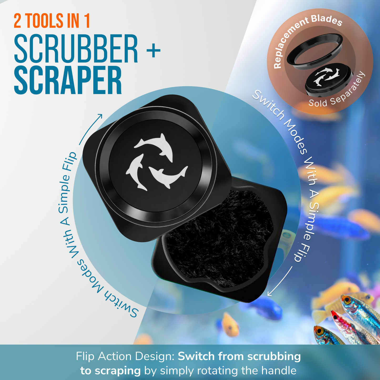 Flipper Pico Black 2-in-1 Aquarium Magnet Cleaner