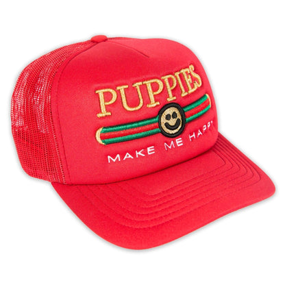 Pup Lux Metallic Gold Puff Trucker Hat | 3D Puff Embroidered | Limited Dog Lover Gift