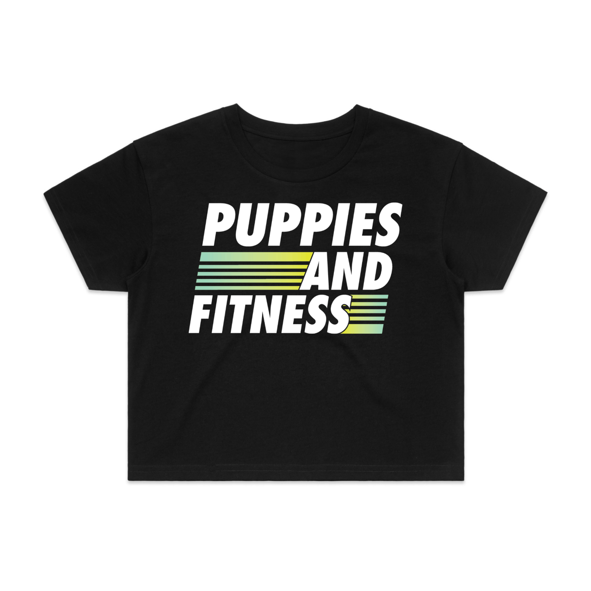 Puppies Fitness Club Logo Crop Tee | Gift for Active Dog Moms | Made in USA