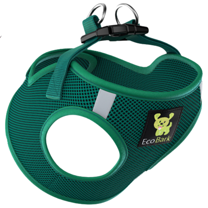 EcoBark Step In Dog Harness - XXXS to Medium Breeds- Reflective Soft Mesh Harness for Teacup, Small Dogs and Puppies / Forest Green