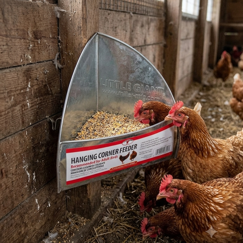 Little Giant Galvanized Hanging Corner Poultry Feeder