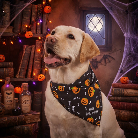 Aria Halloween Dog Bandana 19" Pumpkin & Bone Design Howl-O-Ween Pet Accessory