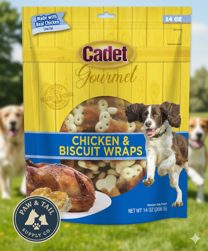 Cadet Premium Gourmet Chicken with Biscuit Wraps Dog Treats 14 oz.
