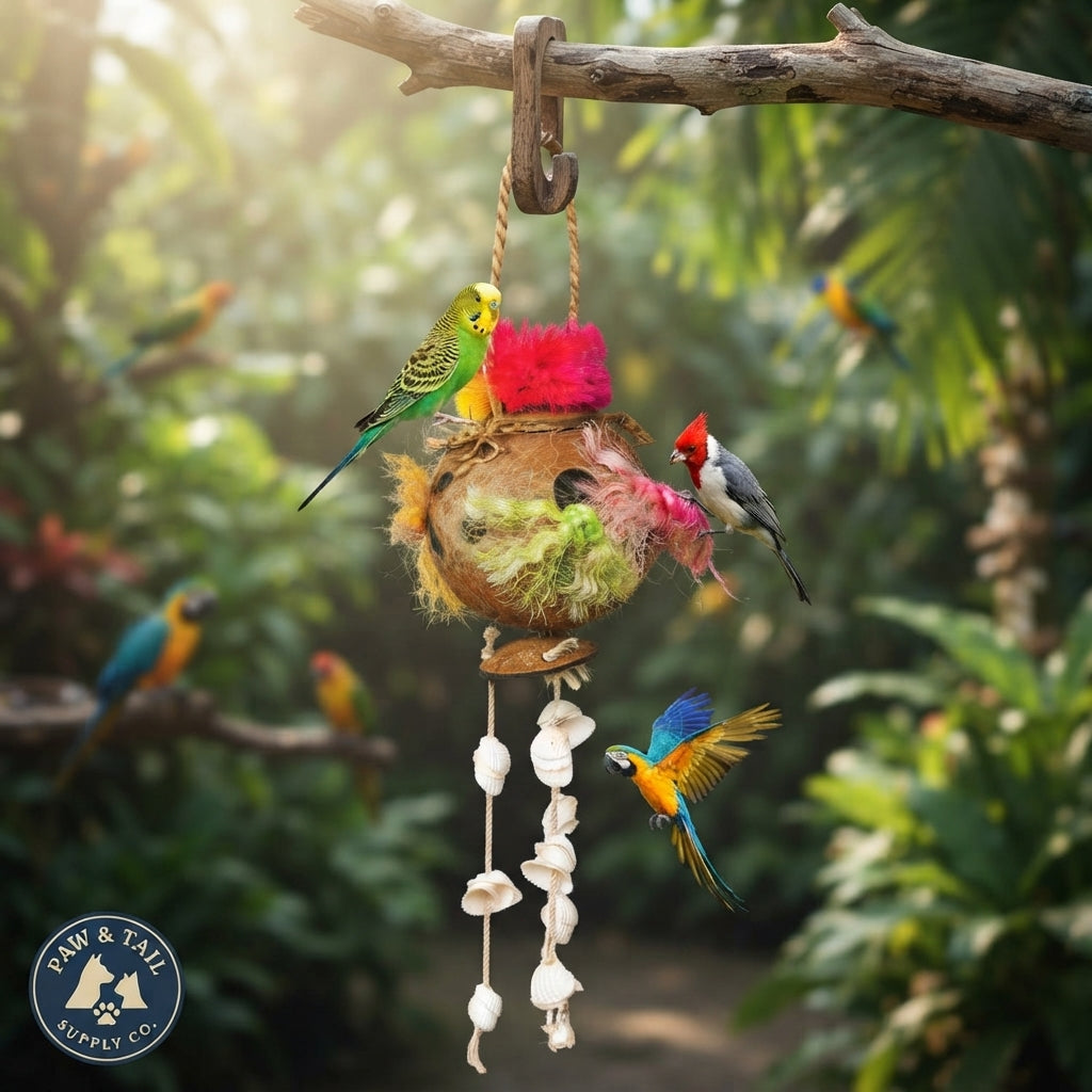 Prevue Tropical Teasers Coconut Fun Bird Toy, Ideal for Small to Medium Birds
