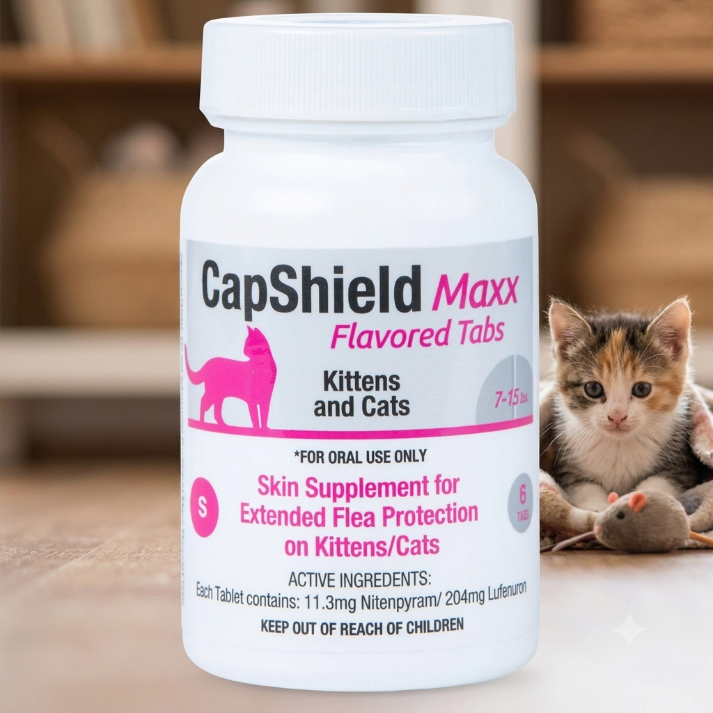 CapShield Maxx Flavored Tabs Flea Supplement For Cats and Kittens 7-15lb 6ct