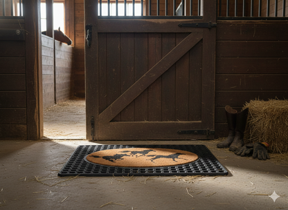 Flexgard Coco Entrance Mat Three Horse Design Non-Slip Heavy Duty Dirt Trapper