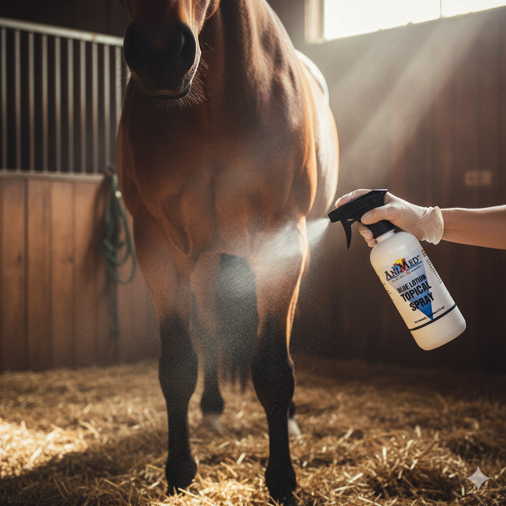 AniMed Blue Lotion Antiseptic Wound Spray 16 oz. for Horses Dogs Cattle Sheep Goats