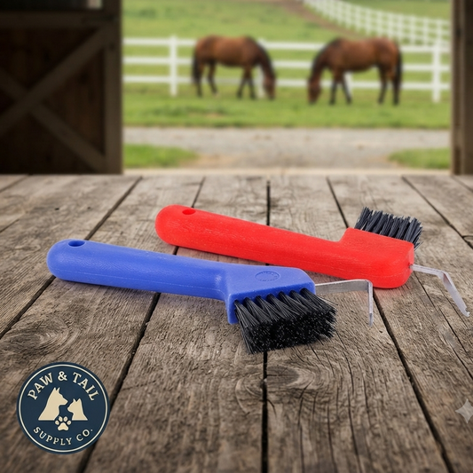 Rubber Hoof Pick & Brush for Horses, Assorted Colors