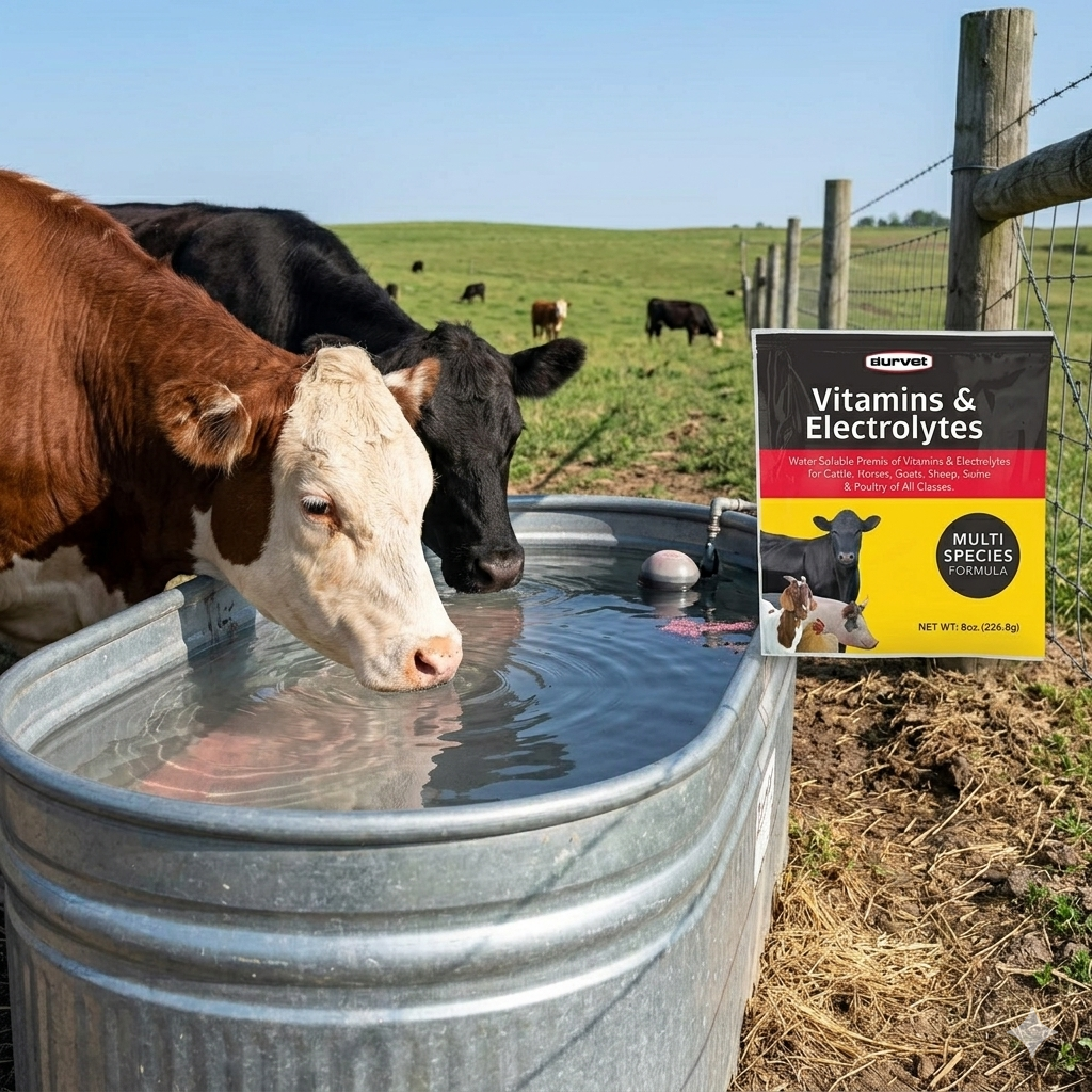 Durvet Vitamins & Electrolytes for Poultry Swine Ruminants & Horses 8 oz.